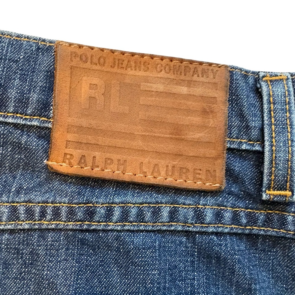 POLO Jeans Company 90s Racer Knee Denim Skirt Flag Logo, Sz 12 - Picture 9 of 15